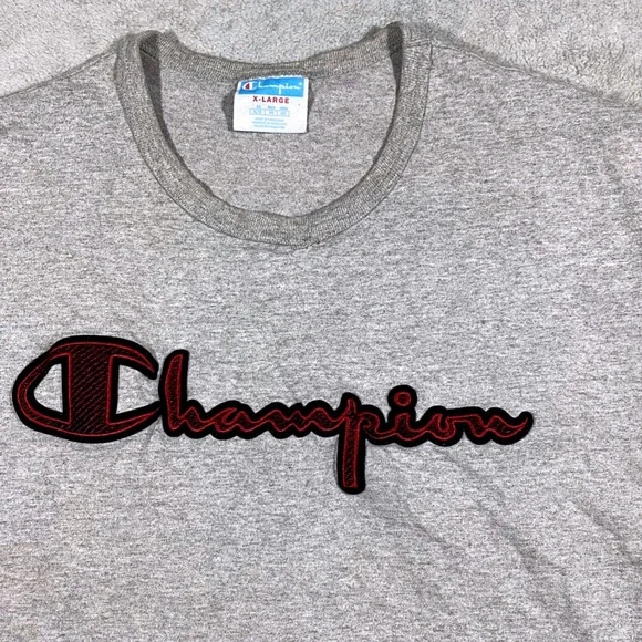 Champion  Heritage T-Shirt Mens XL Grey Script Logo Short Sleeve Cotton Blend - Picture 5 of 16